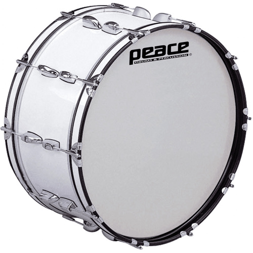 Peace 20-Lug Marching Bass Drum in White 26" x 10"