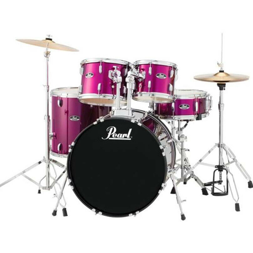 Pearl Roadshow 22" 5-PCS FUSION PLUS DRUM KIT w/HARDWARE AND CYMBALS  PINK METALLIC (INC. THRONE)